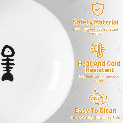 Miniatura 3 de Cuencos de cerámica para gatos, aptos para bigotes, platos de comida antivómitos para gatos de interior, platos seguros e higiénicos para gatos