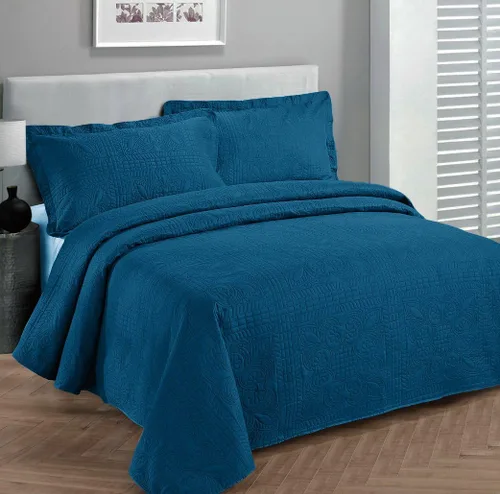 Miniatura 10 de Colección Fancy Juego de Colcha de Lujo con Sobrecama y Cubierta de Cama con Relieve Sólido Blanco Nuevo Tamaño Extra Grande Full/Queen