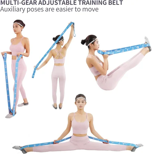 Miniatura 6 de Correa de yoga con bucles de 10/12 – Banda elástica multifuncional para pilates, danza, gimnasia, terapia física, entrenamiento de flexibilidad