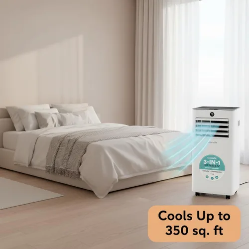 Miniatura 2 de SereneLife Aire acondicionado portátil de 8000 BTU, pequeña unidad de CA con deshumidificador y ventilador, mini unidad de CA con cobertura de 350