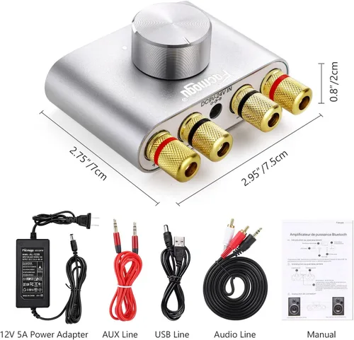 Miniatura 3 de Facmogu F900S 160W Bluetooth 5.0 Mini Amplificador, 80Wx2 2.0CH Amplificador de potencia de audio, sonido estéreo de alta fidelidad amplificador