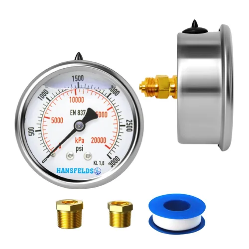 Miniatura 17 de Medidor de presión relleno de líquido de 0-100 psi, cara de dial de 2.5 pulgadas, carcasa de acero inoxidable para montaje trasero NPT de 1/4