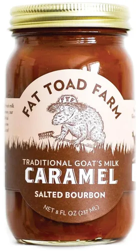 Fat Toad Farm Salsa tradicional de caramelo de leche de cabra/cajeta, bourbon salado, sin gluten, 8 onzas líquidas