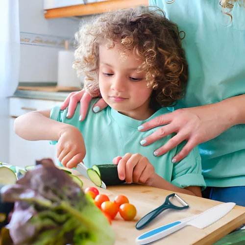 Miniatura 3 de Juego de cocina para niños, utensilios de cocina reales con guía de herramientas de cocina para niños con delantal de chef sombrero y accesorios