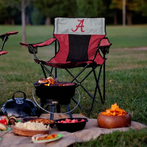 Miniatura 2 de Logo Brands NCAA Alabama Crimson Tide Elite Silla Portátil - Silla premium para exteriores con portavasos, marco de acero con recubrimiento en Marea