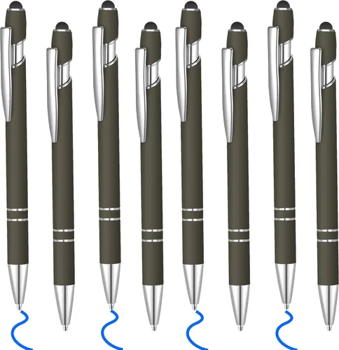 Miniatura 21 de 8 piezas de bolígrafo de tinta azul con punta de lápiz capacitivo 2 en 1 bolígrafo de metal con lápiz capacitivo para pantallas táctiles