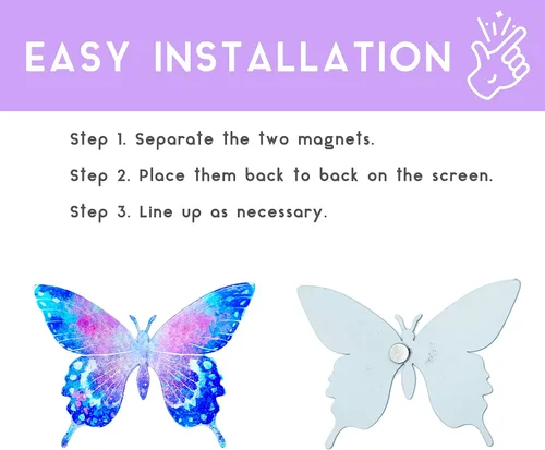 Miniatura 2 de Imán de mariposa metálica de ópalo de ensueño, decoración de puerta de patio de Lanai, imán de pantalla a prueba de rayos UV