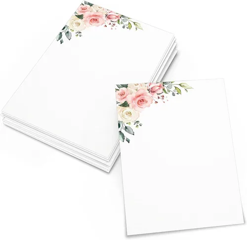 Miniatura 12 de 321Done Tarjetas florales rojas en blanco, juego de 50 tarjetas de notas de 4 x 6 pulgadas con diseño floral, tarjetas florales lisas, cartulina