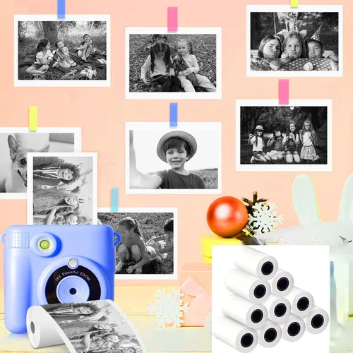 Miniatura 4 de 10 rollos de papel instantáneo para cámara infantil, papel de impresión de cámara HD, rollos de papel térmico para impresora fotográfica, recarga