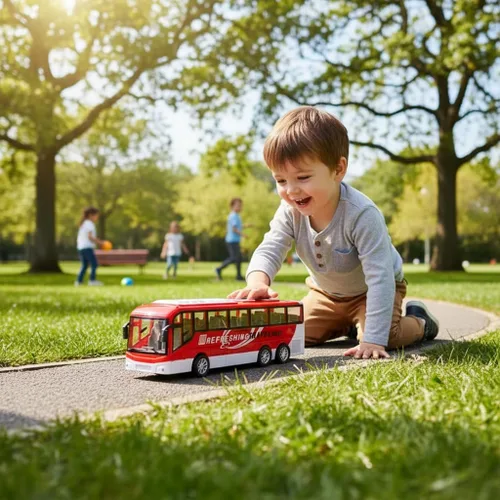 Miniatura 6 de Modelo de coche de juguete de autobús de viaje de 12.5 pulgadas para niños, coche de autobús urbano a escala 1:30 para niños pequeños, juego