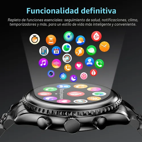 Miniatura 9 de Reloj inteligente con bisel giratorio 2026 para hombre con llamada Bluetooth, frecuencia cardíaca, presión arterial, SpO2, monitor de sueño, reloj