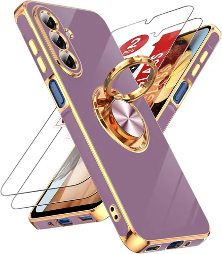 Miniatura 154 de LeYi Funda para Samsung Galaxy S22 Ultra con soporte de anillo giratorio de 360°, soporte magnético, chapado en oro rosa, borde protector para Negro