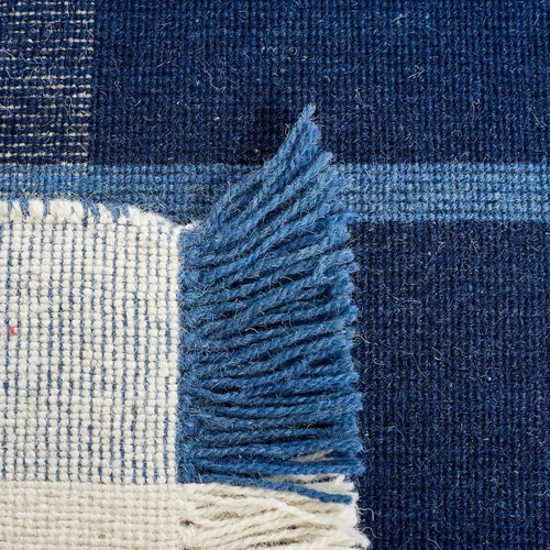 Miniatura 8 de SAFAVIEH Striped Kilim Collection STK707M - Alfombra de lana de tejido plano de 2 pies 3 pulgadas x 8 pies, color azul/beige