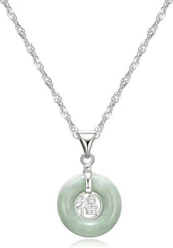 MORGAN & PAIGE . Collares de plata de ley 925 bañados en rodio de jade genuino para mujer, collar de plata esterlina delicado y ligero de jade verde
