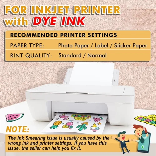Miniatura 7 de (50 hojas) Koala Papel adhesivo brillante para impresora de inyección de tinta, papel adhesivo imprimible blanco, 8.5 x 11 pulgadas, papel