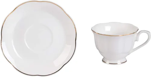 Miniatura 3 de Guangyang Juego de 12 tazas y platillos de porcelana fina de 2.5 onzas, juego de 6 tazas de café turco para doble color blanco espresso con ribete