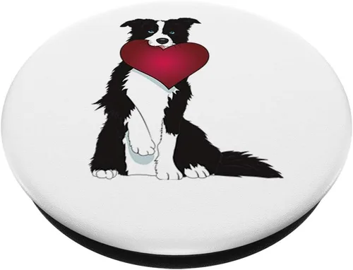 Miniatura 2 de Cute Border Collie Dog with Heart - PopSockets Grip and Stand for Phones and Tablets, Negro