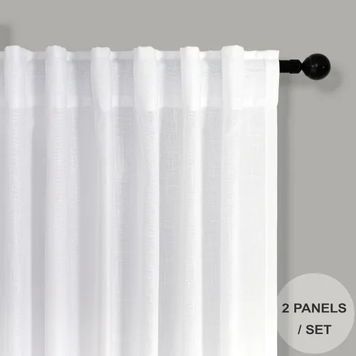 Miniatura 191 de Cortinas de lino gris claro, 2 paneles, presillas traseras, bolsillo para cortinero, semitraslúcidas, ahorran energía, estilo rústico, arpillera