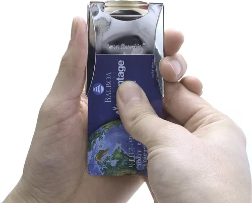 Miniatura 5 de Storus Smart Money Clip + cartera de bolsillo para tarjeta de crédito Minimalista de metal delgado de doble cara Acero inoxidable pulido hombres