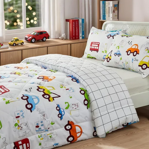 Miniatura 11 de Brandream Juego de ropa de cama espacial para niños y niñas, 100% algodón, juego de edredón de cohete espacial y galaxia, 3 piezas