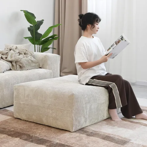 Miniatura 4 de JACH Sofás Seccionales de Pana para Sala de Estar, Sofá Seccional Modular con Otomanas Chaise, Fundas de Cojines Removibles, Sofá Cama Moderno