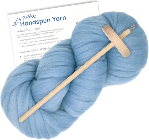 Miniatura 9 de APRENDE a GIRAR - Kit de Spinning para Principiantes con Husillo de Caída y Lápiz Merino Roving. Elige tu color y haz hilo! Color: Gamuza