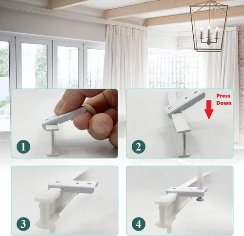 Miniatura 6 de Divisor de habitación de riel de cortina, sistema de riel flexible flexible de montaje en techo y pared con clips, pista de cortina deslizante