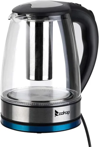 Miniatura 10 de Ochine Hervidor eléctrico de acero inoxidable, hervidor de café, calentador de agua caliente inalámbrico, 1500 W, hervir rápido con luz LED, apagado
