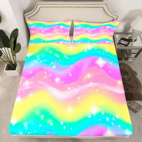 Miniatura 13 de Sábanas de cama con estampado de patas de perro para niños, sábana bajera ajustable de huesos coloridos para los amantes de los perros