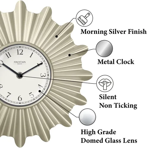 Miniatura 2 de Reloj de pared moderno de mediados de siglo de 12 pulgadas, reloj de pared de metal Starburst decorativo para sala de estar, decoración de cocina