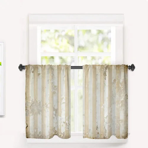 Miniatura 182 de Cortinas opacas de poliéster multicapa para cafetería, con diseño de diamantes, 2 unidades, 26 x 24 pulgadas
