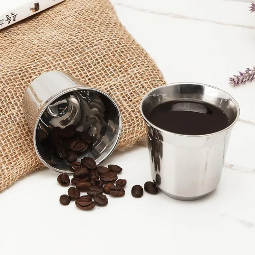 Miniatura 9 de Easyworkz Diego - Máquina de café expreso para estufa, paquete con taza de café expreso de acero inoxidable, juego de 2 tazas de metal