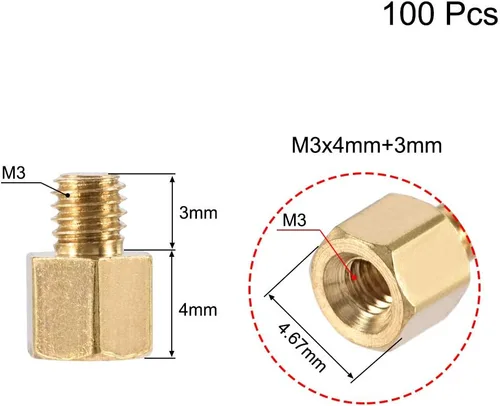 Miniatura 2 de uxcell M3x4mm+0.118 in macho-hembra latón hexagonal PCB placa base separador separador para FPV Drone Quadcopter, computadora y placa de circuito