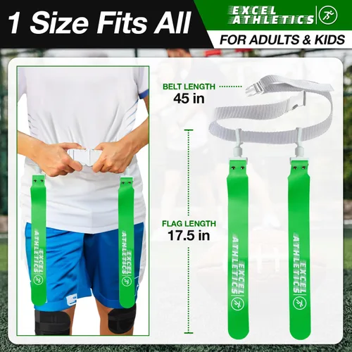 Miniatura 5 de Juego de fútbol con bandera, cinturones de fútbol ajustables para jóvenes, niños y adultos con 1 cinturón y 2 banderas (naranja)