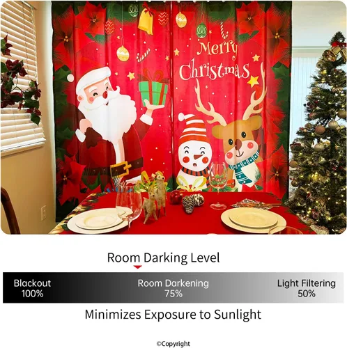 Miniatura 7 de DIVA EN CAMINO DEC - Cortinas de Navidad, con ojales y bloqueo de luz solar, para ventana, 52 x 63 pulgadas, tratamiento decorativo para fiestas