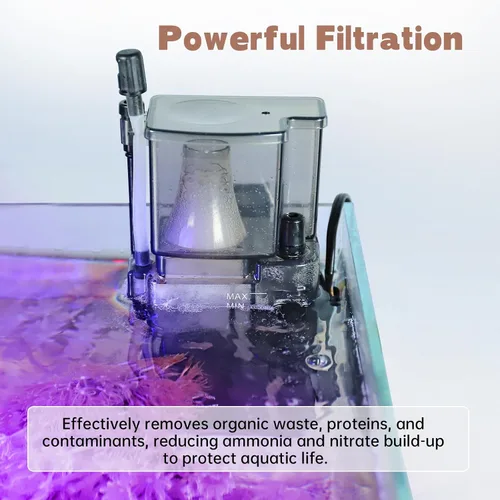 Miniatura 2 de AQQA Skimmer de proteína para acuario para tanque de peces de agua salada Nano Surface Skimmer Bomba de filtro 79GPH ultra silencioso para tanque