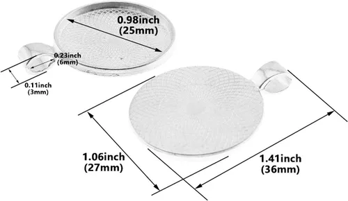 Miniatura 6 de Bandejas colgantes de bisel redondo, cabujón, base en blanco para manualidades, fotos, joyas, hallazgos, fabricación de accesorios, Plata Plata