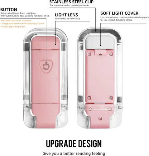 Miniatura 9 de EGWASER Luz de Lectura para Libros, Luz LED Portátil Recargable por USB con Clip para Libros para Leer en la Cama, 3 Niveles de Brillo Ajustable