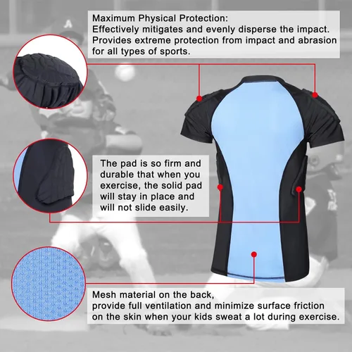 Miniatura 4 de Protector de costilla de fútbol acolchado para niños y niñas, camiseta de protección de pecho para rugby, béisbol, fútbol, baloncesto