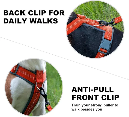 Miniatura 37 de Arnés para perro Plutus Pet sin tirón, arnés ajustable de nylon con acolchado suave, arnés para perro reflectante y resistente para perros pequeños