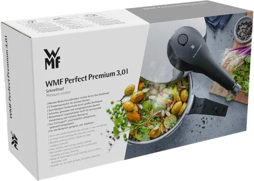 Miniatura 20 de WMF Perfect Premium - Olla a presión todo en uno de acero inoxidable pulido, 2 niveles de cocción, perilla giratoria todo en uno, apta