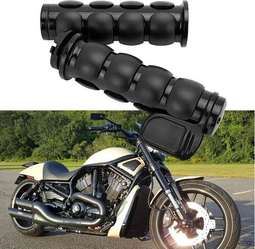 Miniatura 9 de Par de empuñaduras negras de 1" para extremos de manillar de motocicleta para Cruisers, Harley, Yamaha, Suzuki