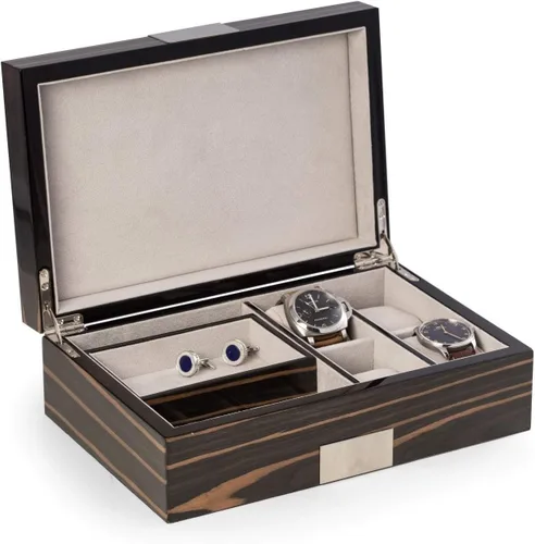 Miniatura 4 de Bey Berk Ebony Finish Wood 4 relojes Kevin Lacado Velour Caja de reloj