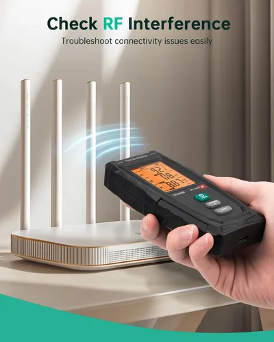 Miniatura 4 de ERICKHILL Detector EMF 3 en 1, detector de radiación de campo electromagnético para EF, RF, MF, WiFi, señal 5G, modos de alarma triple, carga tipo
