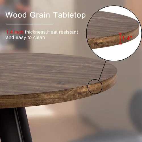 Miniatura 5 de Mesa redonda de comedor, mesa de comedor pequeña para 2, mesa redonda de 31.5", mesa de cocina moderna de mediados de siglo con tablero de veta