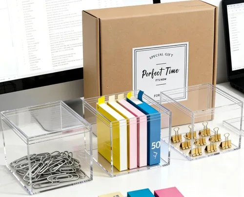Miniatura 6 de KissYou Caja de Acrílico Grande Cajas de Exhibición Transparentes con Tapa Cubo Cuadrado Transparente Caja de Almacenamiento de Acrílico para Bodas