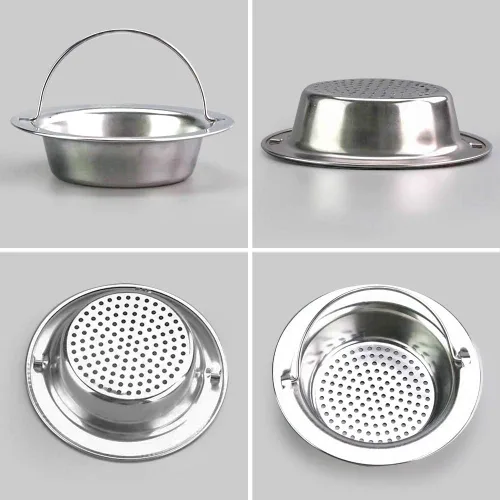 Miniatura 2 de Paquete de 2 coladores para fregadero de cocina con asa, acero inoxidable de alta calidad, tapón de eliminación de basura para fregadero de cocina