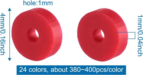 Miniatura 3 de Cheriswelry - Cuentas de arcilla de 0.157 in, 9200 cuentas de arcilla polimérica Heishi, 24 colores, planas, redondas, hechas a mano, disco