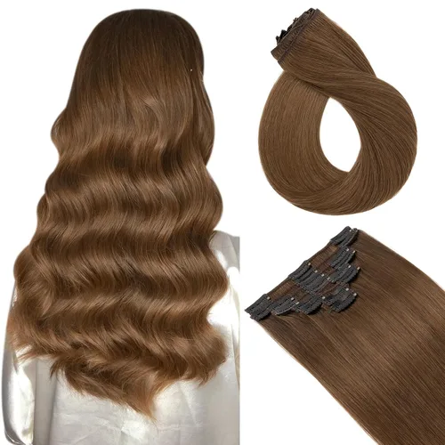 Miniatura 32 de Extensiones de cabello con clip, cabello humano Remy, extensiones de cabello largo lacio de una pieza con 5 clips, con gancho para colgar