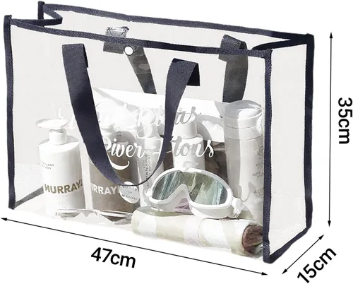 Miniatura 3 de Treasurecove Bolsa de playa transparente para mujer con bolsa desmontable para teléfono, plegable, impermeable, bolsa transparente para playa